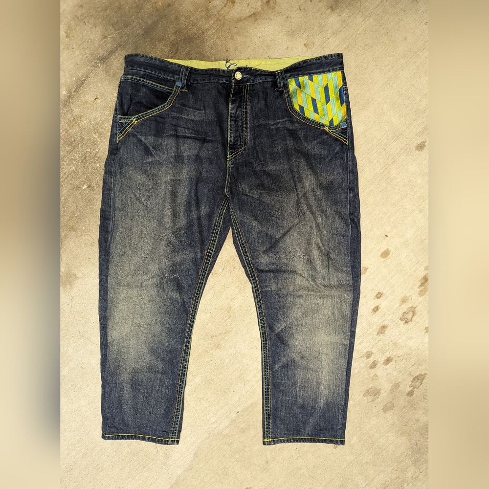 Googi Men's Jeans 44 Face Dark Denim Authentic Australian Embroidered Pockets